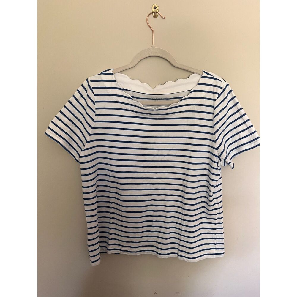 Talbots Striped Scallop Neck TShirt - Large